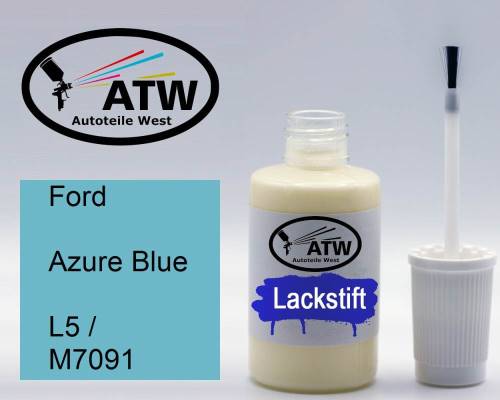 Ford, Azure Blue, L5 / M7091: 20ml Lackstift, von ATW Autoteile West.